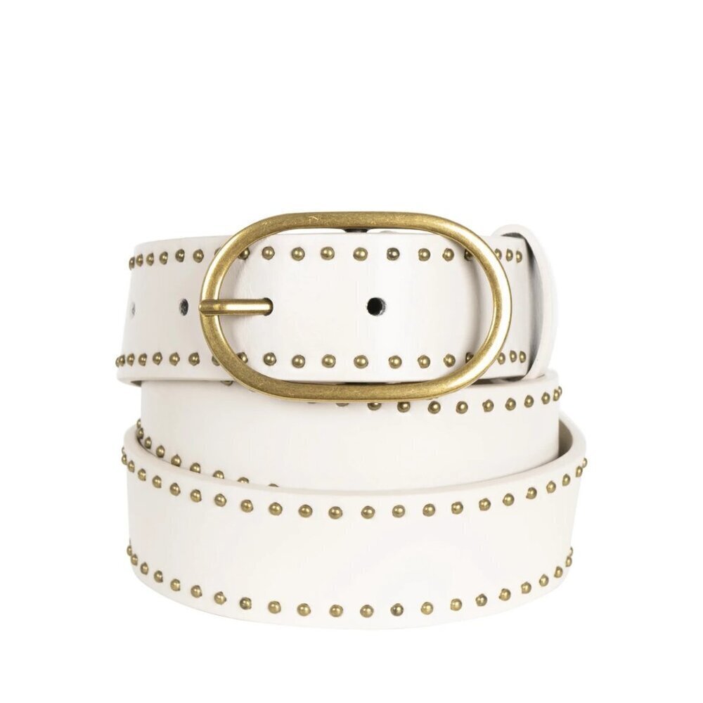 Time and Tru Women's Micro Studs Belt, Size Large, Grainy Faux Leather, Ivory - Picture 2 of 3
